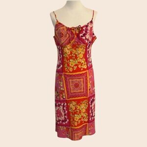 Vintage 90's Floral Patchwork Bohemian Midi Sundress Size Medium